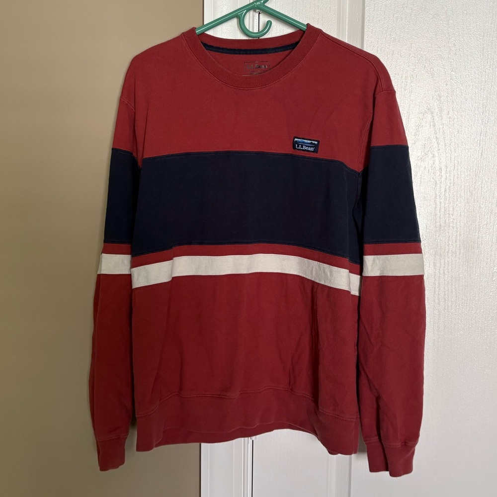 L.L. Bean Men’s Traditional Fit Striped Crewneck Sweatshirt. Size Large.